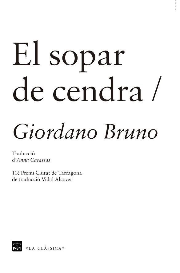 SOPAR DE CENDRA, EL | 9788415835288 | BRUNO, GIORDANO | Llibreria Aqualata | Comprar libros en catalán y castellano online | Comprar libros Igualada