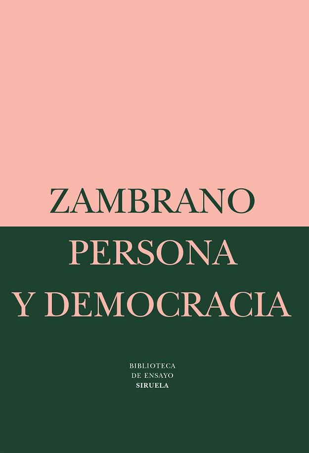 PERSONA Y DEMOCRACIA | 9788478443147 | ZAMBRANO | Llibreria Aqualata | Comprar llibres en català i castellà online | Comprar llibres Igualada