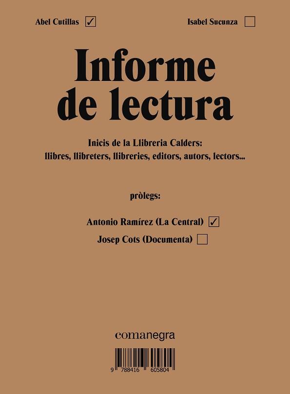 INFORME DE LECTURA | 9788416605804 | CUTILLAS ALBERICH, ABEL / SUCUNZA ALFONSO, ISABEL | Llibreria Aqualata | Comprar llibres en català i castellà online | Comprar llibres Igualada