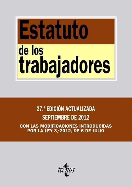 ESTATUTO DE LOS TRABAJADORES | 9788430955794 | ED 2012 | Llibreria Aqualata | Comprar llibres en català i castellà online | Comprar llibres Igualada