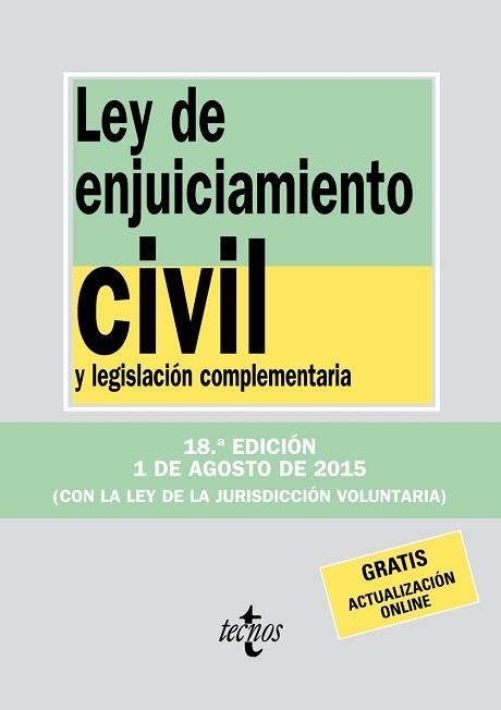 LEY DE ENJUICIAMIENTO CIVIL. AGOSTO 2015 | 9788430966080 | Llibreria Aqualata | Comprar llibres en català i castellà online | Comprar llibres Igualada