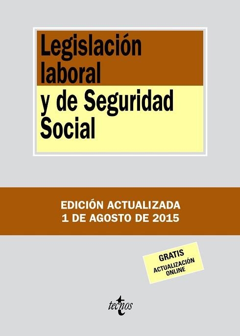 LEGISLACIÓN LABORAL Y DE SEGURIDAD SOCIAL. AGOSTO 2015 | 9788430966110 | Llibreria Aqualata | Comprar llibres en català i castellà online | Comprar llibres Igualada