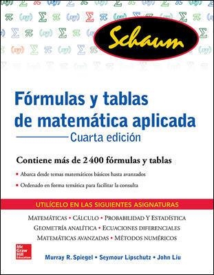 FORMULAS Y TABLAS DE MATEMATICA APLICADA | 9786071511454 | SPIEGEL MURRAY/LIPSCHUTZ SEYMOUR | Llibreria Aqualata | Comprar llibres en català i castellà online | Comprar llibres Igualada