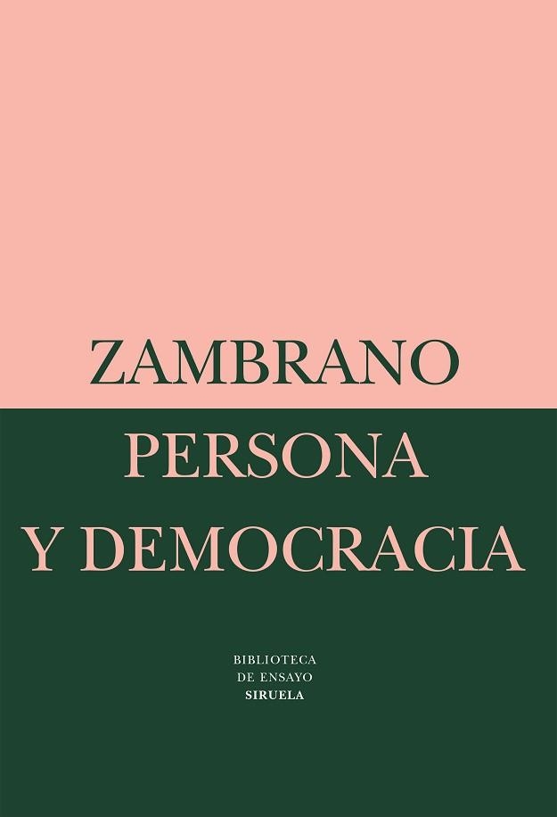 PERSONA Y DEMOCRACIA | 9788478443147 | ZAMBRANO | Llibreria Aqualata | Comprar llibres en català i castellà online | Comprar llibres Igualada