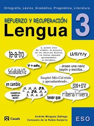 REFUERZO DE LENGUA 3ERO. ESO | 9788421836637 | MINGUEZ GALLEGO, ANDRES - DE LA RUBIA GUIJARRO, CO | Llibreria Aqualata | Comprar llibres en català i castellà online | Comprar llibres Igualada